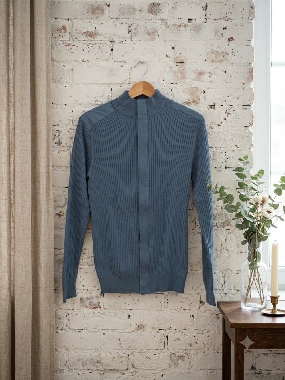 Club Room Men's Ribbed Zip-Up Sweater Jacket - Slate Blue